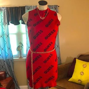GUESS RED LOGO DRESS-EUC
